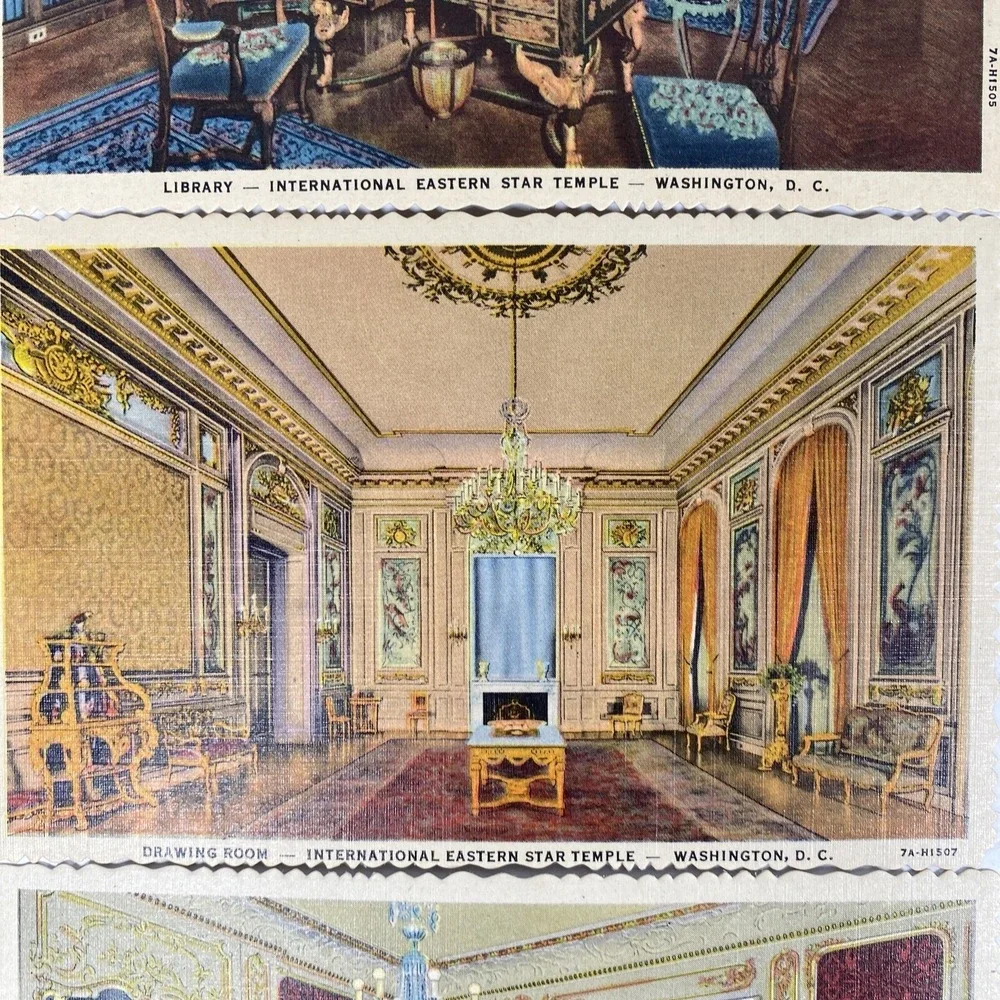 International Eastern Star Temple Postcard Lot 6 Unposted Study Treasure Room - Picture 3 of 8